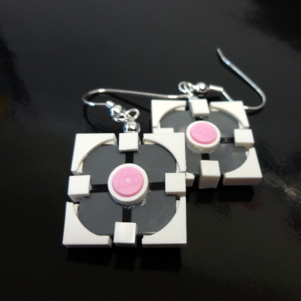 Custom Portal Companion Cube Earrings