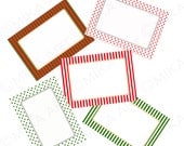 Christmas Label Tag Digital Download Red & Green Stripe Polka Dot Holiday DIY Scrapbook  ATC