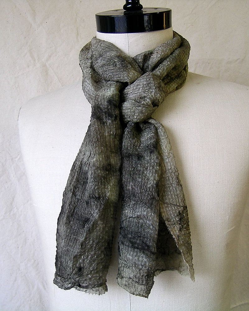 Smokey Green Eco-Dyed Silk Scarf