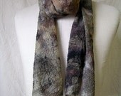 Plum and Warm Celery Eco-Dyed Silk Scarf