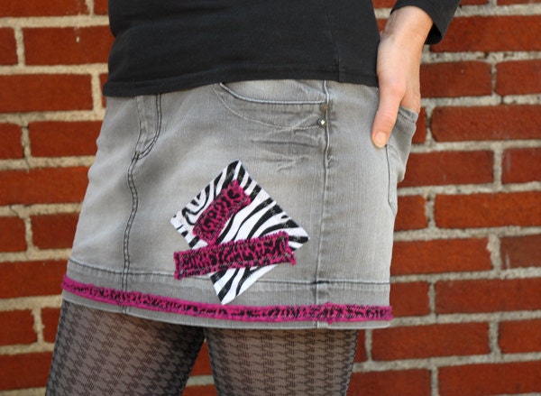 Size Juniors 15  Upcycled mini denim skirt