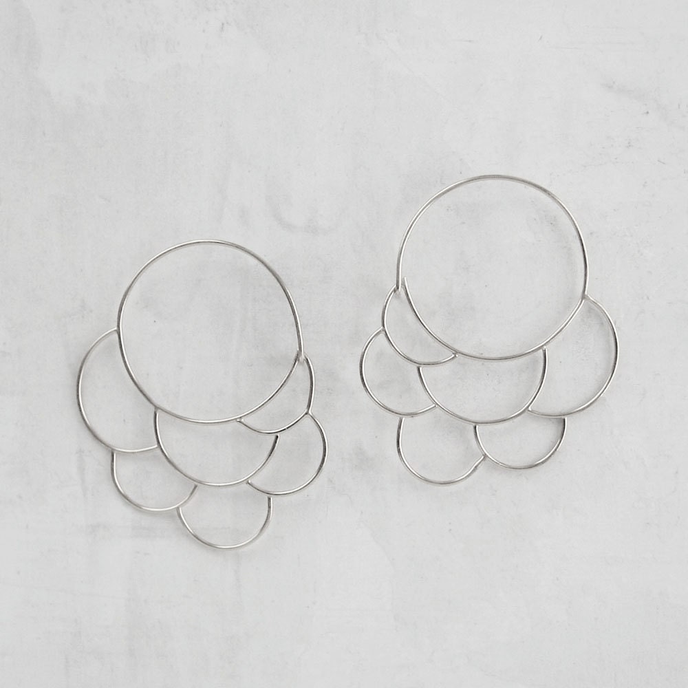 Cumulus Locking Silver Hoops