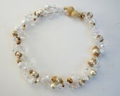 Beautiful Chunky Crystal and Pearl  Bridal necklace with white and clear crystals and pearls with crystal magnetic ball clasp