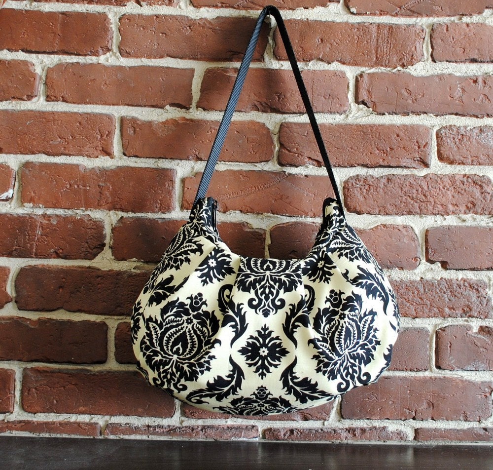 Pleated Bag // Shoulder Purse - Damask in Cavern