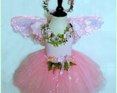 Flower Fairy Costume with magical iridescent wings - Children's size 4/6