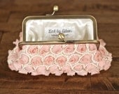 Champagne/Ivory Chiffon Rosette Clutch with Antique Barss Frame