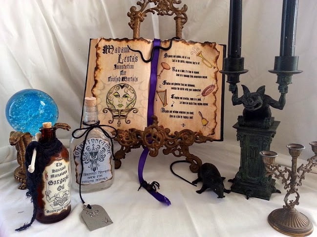 Haunted house Mansion WALLPAPER Madame Seance Incantation altered Spell book prop Alchemy
