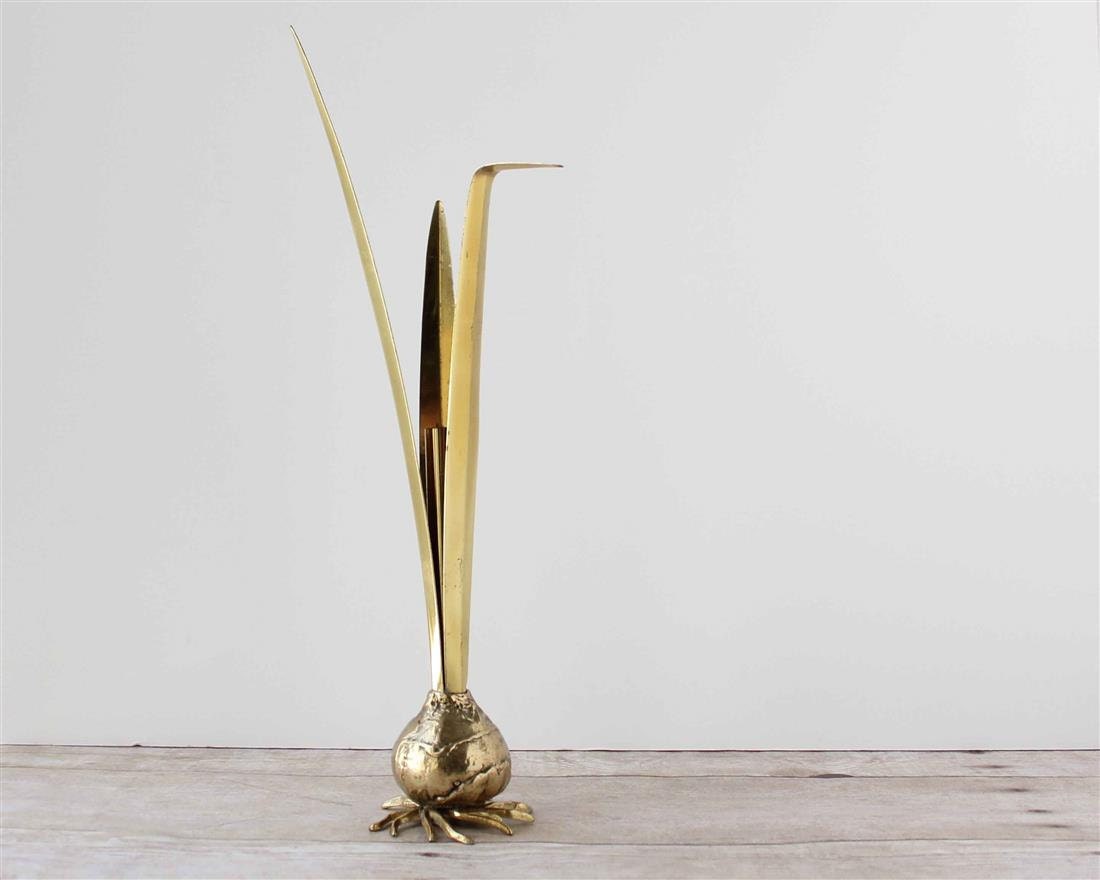 Brass Bud Vase / Bulb With Roots Flower Holder