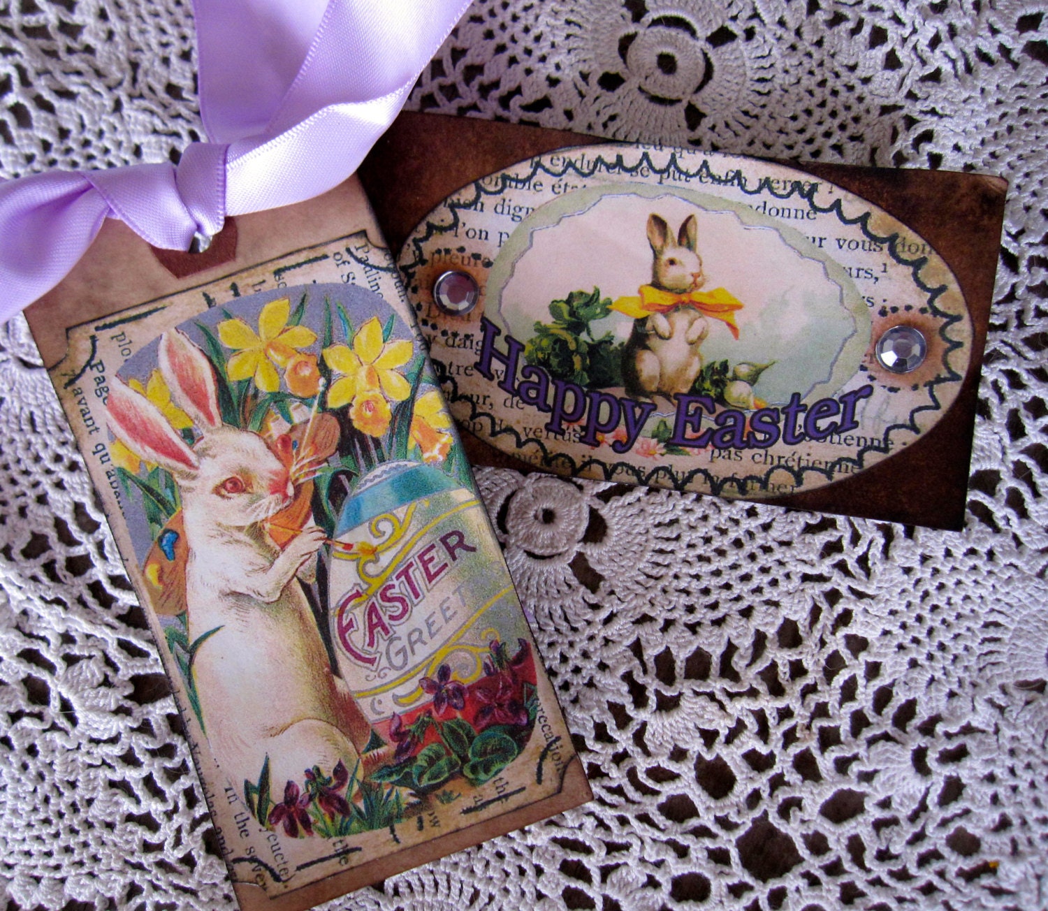 Easter Tags, Easter Decoration, Spring, Rabbit, Bunny, Primitive,  Cottage Chic, cssteam, ofg team