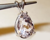 Faceted Pink Kunzite Pendant in Sterling