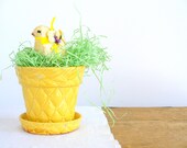 Vintage McCoy Planter Quilted Flower Pot Sun Yellow Spring Decor