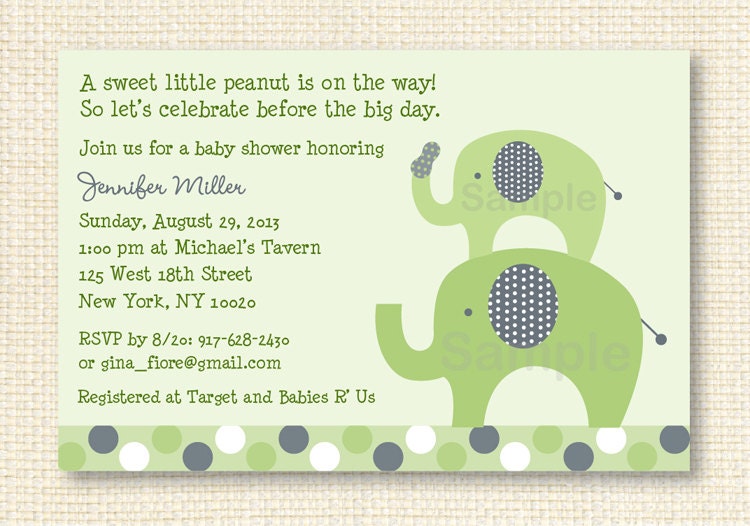 Lil Peanut Elephant Printable Baby Shower Invitation Il_170x135