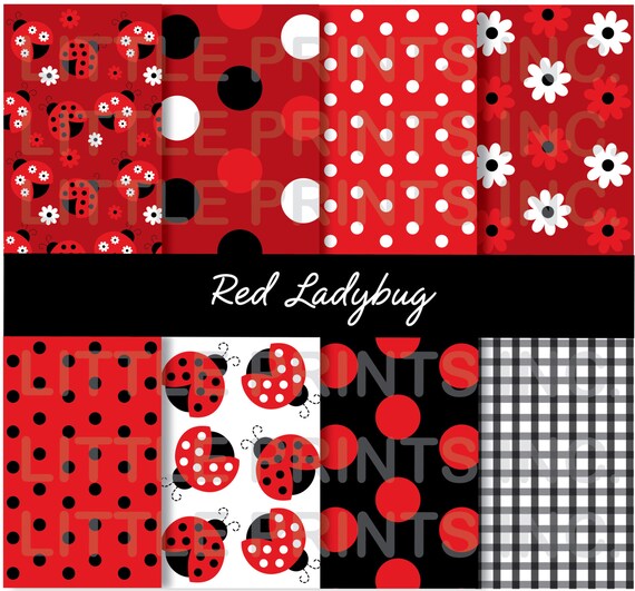 Red Ladybug Printable Paper Digital INSTANT DOWNLOAD Il_570xn
