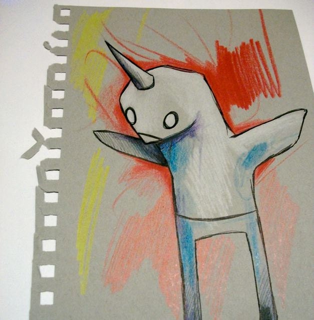 penguin with a unicorn horn