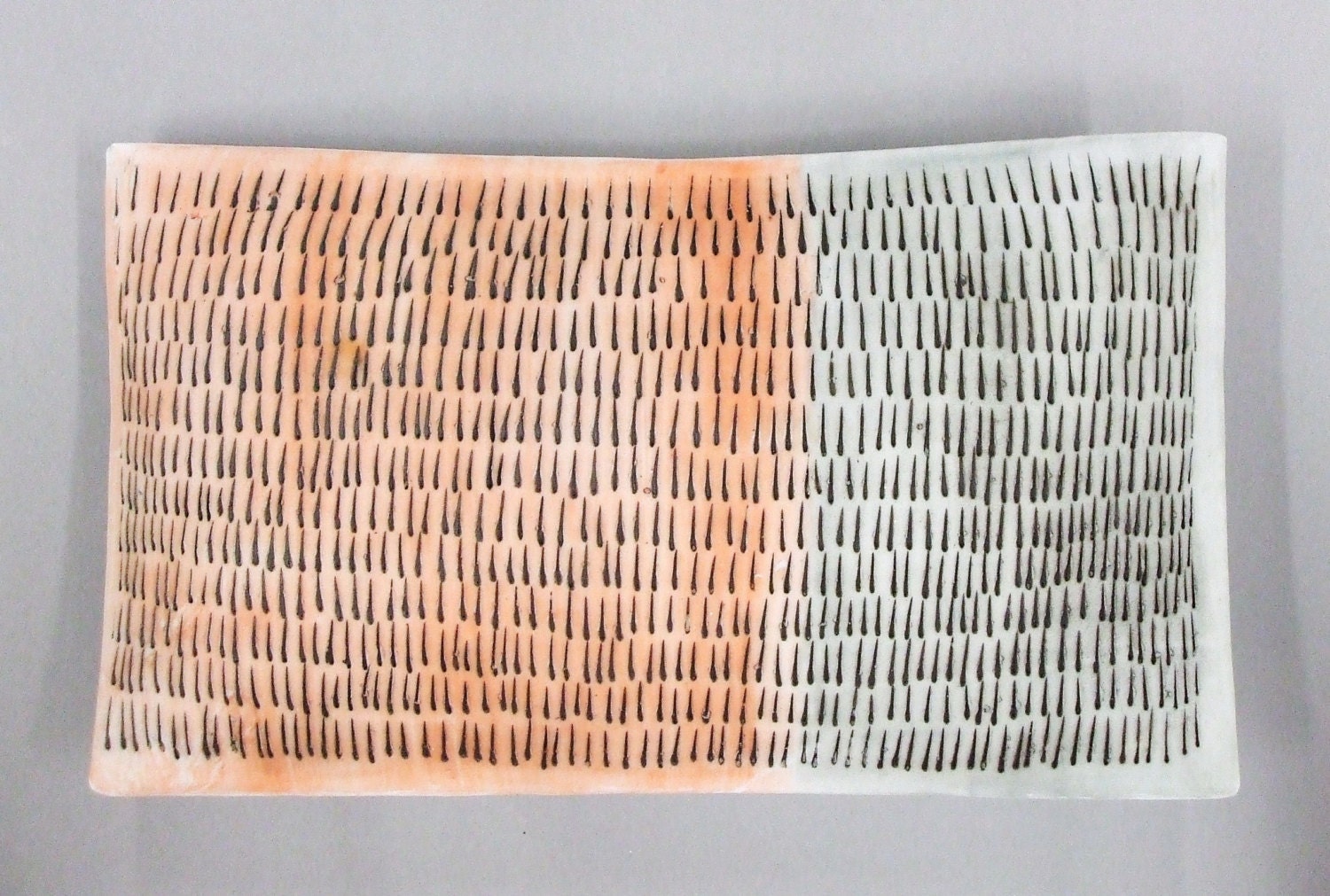 orange and gray - abstract porcelain wall pillow