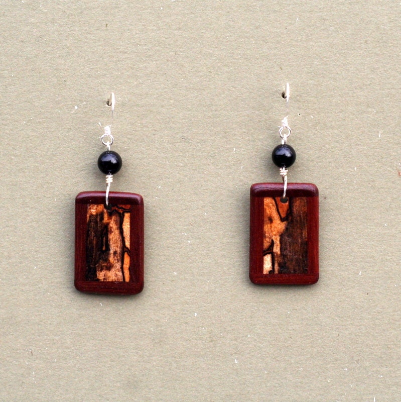 Black Walnut and Spalted Maple Wood Earrings J130110