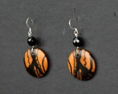 Black and White Ebony Wood Earrings 130601