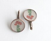 Vintage Style Botanical Drawing Red Flower Earrings with Gift Box Included