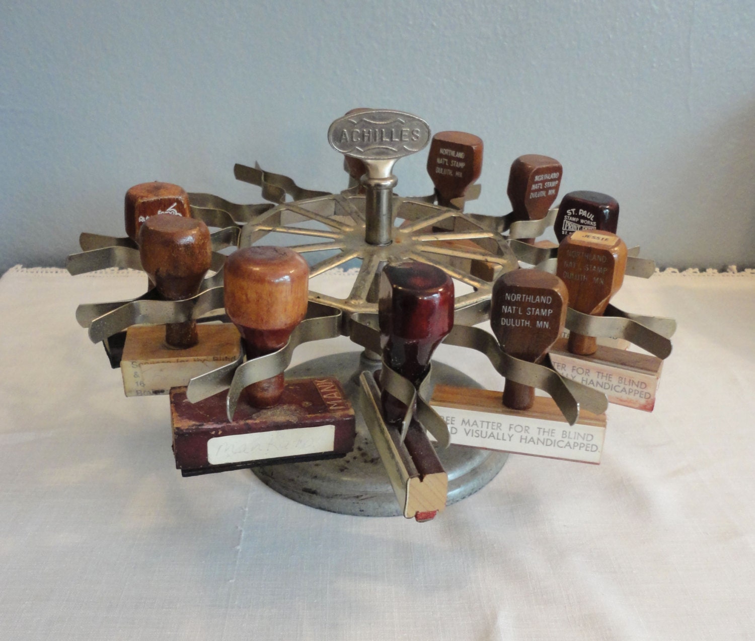 Vintage Achilles Carousel Rubber Stamp  - Mid Century Industrial Office