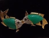 Vintage Rhinestone KJL Kissing Koi Brooch Kenneth Jay Lane
