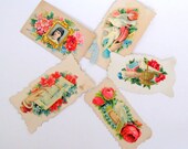 SALE Victorian Hidden Name Calling Card Victorian Scrap Lot of 5