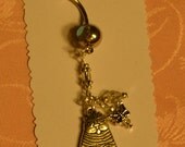Butterfly and Sitting Cat,Rhinestone Crystal Belly Button Ring