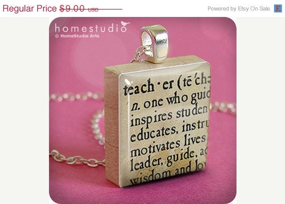 Moving Sale - Teacher Definition : a pendant charm made from a Scrabble Game Tile game piece. Necklace chain sold separately