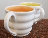 Large Summer Pottery Beehive Mugs  - Lemon and Creamsicle Coffee Mug Set
