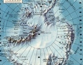 1957 Double Sided  Map of  Antarctica The South Pole Political Terrain Exploration and Scientific Stations