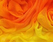 Hand dyed cotton scrim, cotton gauze - bright orange, tangerine, golden yellow, bright yellow, lemon