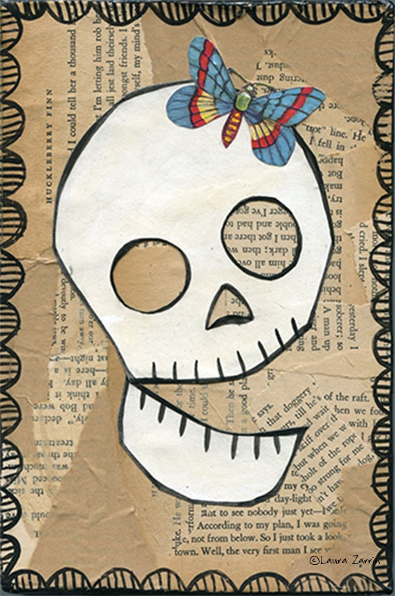 Skull and Blue Butterfly.