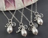 Personalized Necklace - Set of 4 - Bridesmaid Jewelry - Initial Necklaces