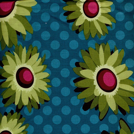 DESTASH 1/2 yd Flora and Fauna Daisy Dot Aqua