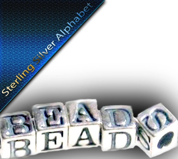 Sterling Silver Alphabet Block Bead 4.5mm