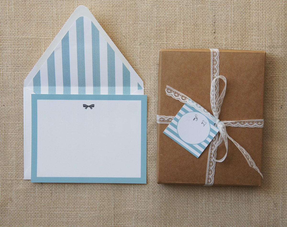 Mint Bow Social Stationery