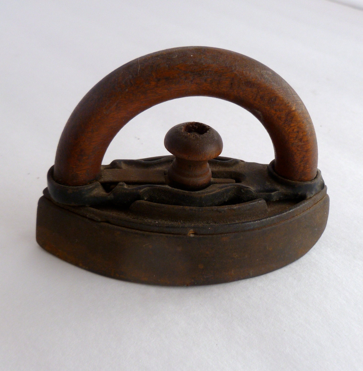 Antique Child's Toy Iron - from 1890s - Cast iron with wooden handle