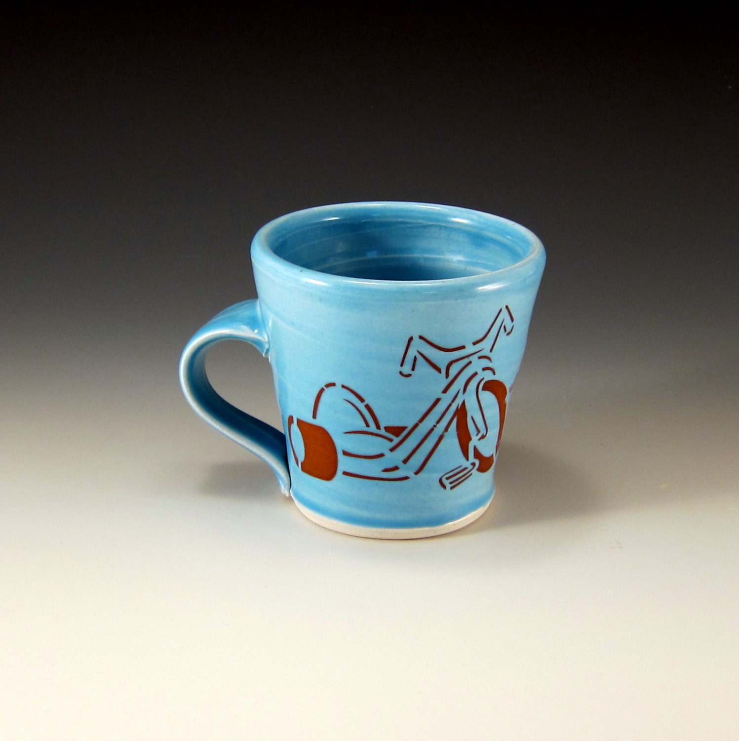 Big wheel mug - blue glaze - "things that go" series