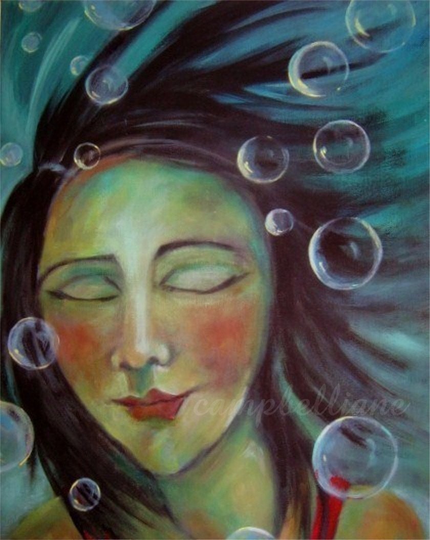 Washed Away Original Painting Little Swimmer Portrait Large 16 x 20