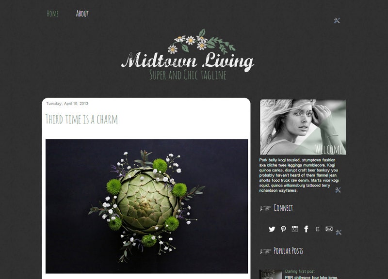 Premade Blogger Template Chalkboard Midtown Living