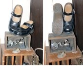 Vintage 80s 90s Dr Martens Leather Mary Jane Oxford Shoes Black platform gothic punk rockabilly Made in England w US shipping