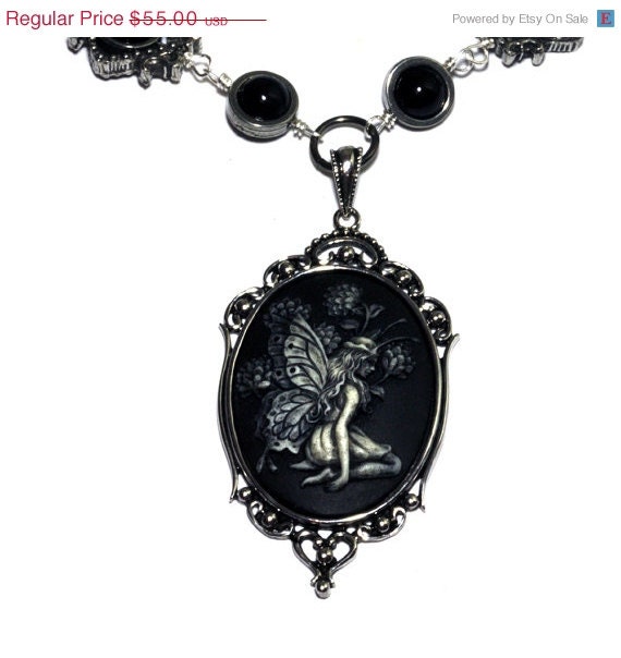Neo Victorian Steampunk Goth Jewelry - Necklace - Fairy -Silver-tone