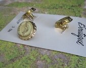 Bottle Cap Buttons -Soda cap in Gold - Original Card 14mm
