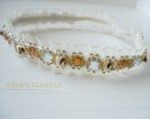 Cora - Vintage Inspired Ruffled Cream Halo Headband - Gold Bronze Silver - Newborn Infant Baby Girl Toddler Adult