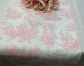 PINK TOILE RUNNER-- baby pink and white toile table runner Bridal, Decor, Baby's Room