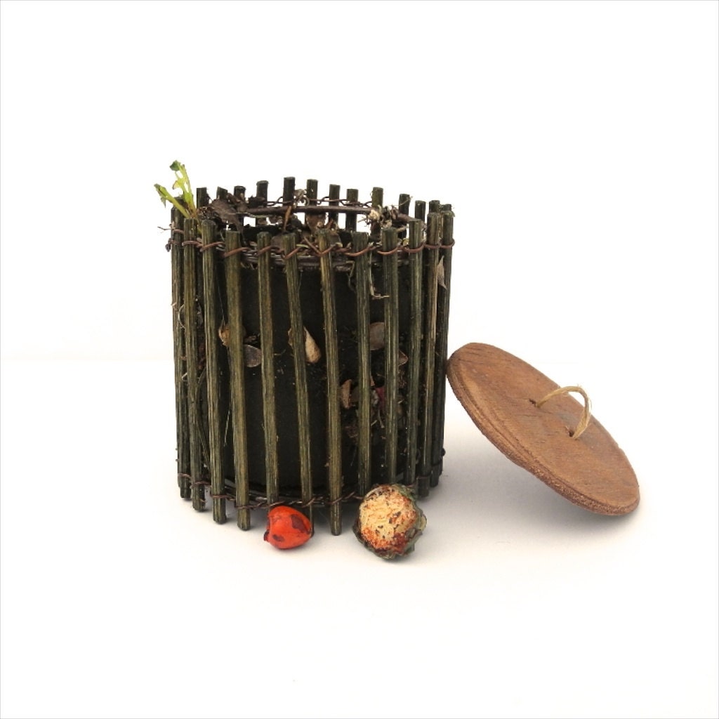 Miniature Garden Compost Bin for Mini Gardeners ONLY. Handmade. OOAKs
