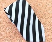 Mens Tie Black and White Stripes Necktie