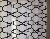 Free US shipping-Pair of Decorative Designer Rod Top Drapery Panels-84" long- Matteo By Duralee In Black & White