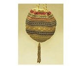 Antique Steel Beaded Reticule / Purse -Georgian- Gold and Green - Circa 1830-1840