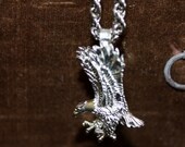 Vintage Landing Eagle Pendant on Chain Signed Three Dimentional Silver