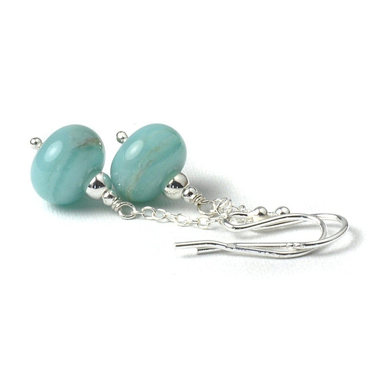 Summer Skies Pale Blue Earrings - Sterling Silver and Lampwork - UK SRA